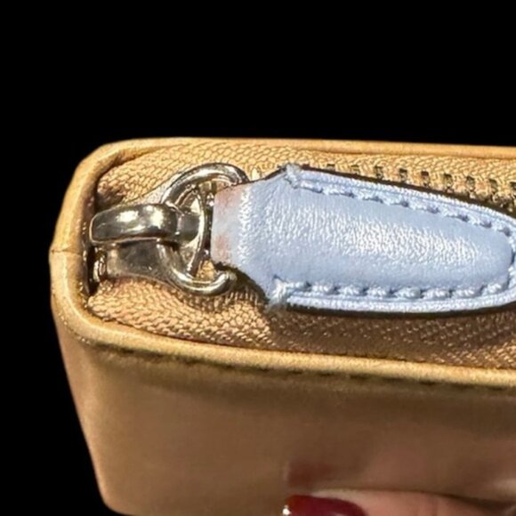 Coach Accordian Bi-Color Zip Leather Wallet (Tan/Red) EUC - Picture 7 of 7